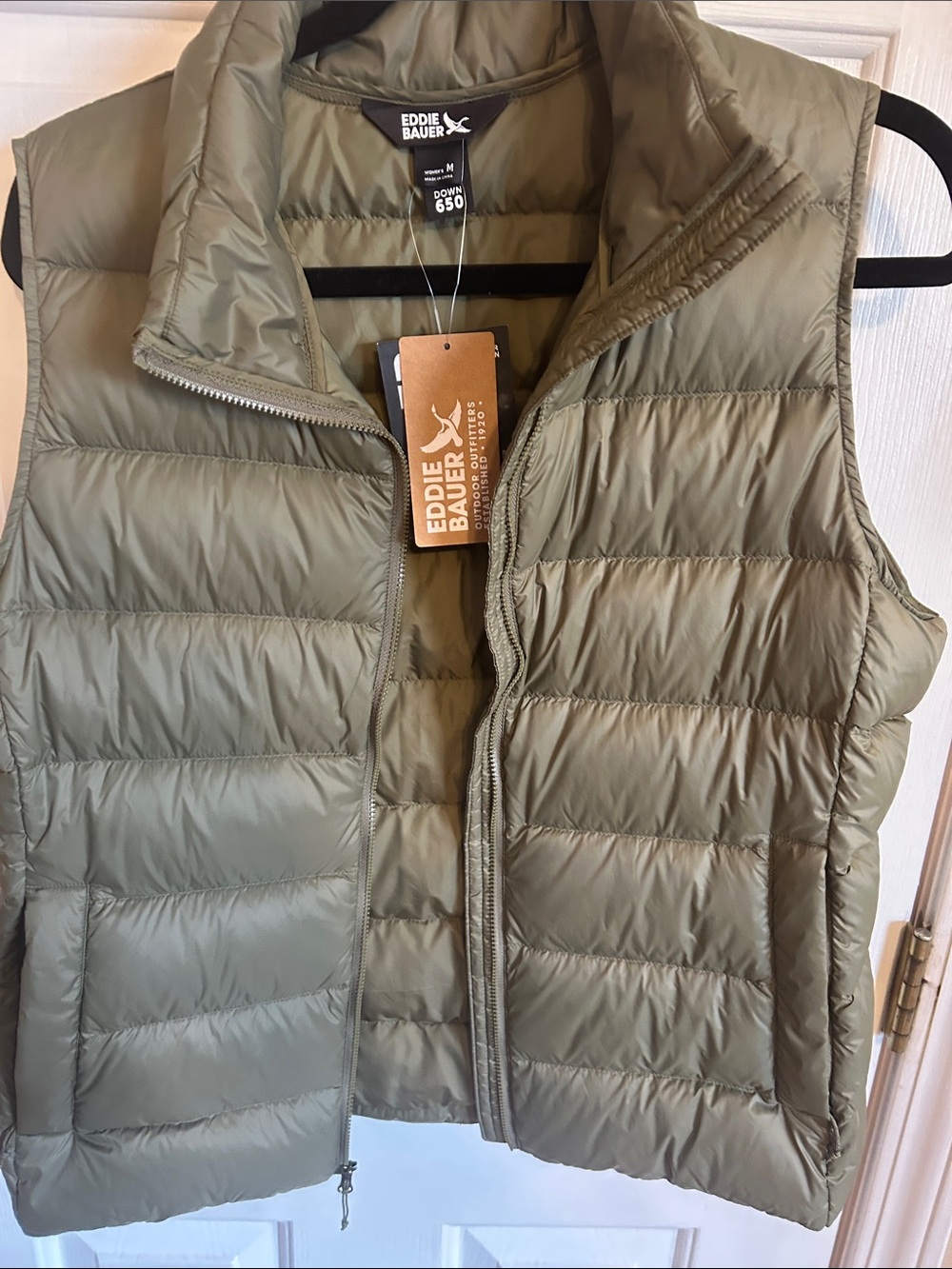 Eddie Bauer Sage Green Quilted Down Vest